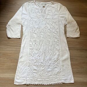 Linen Eyelet Swimsuit Cover‑Up Tunic Size Small dress boho resort wear